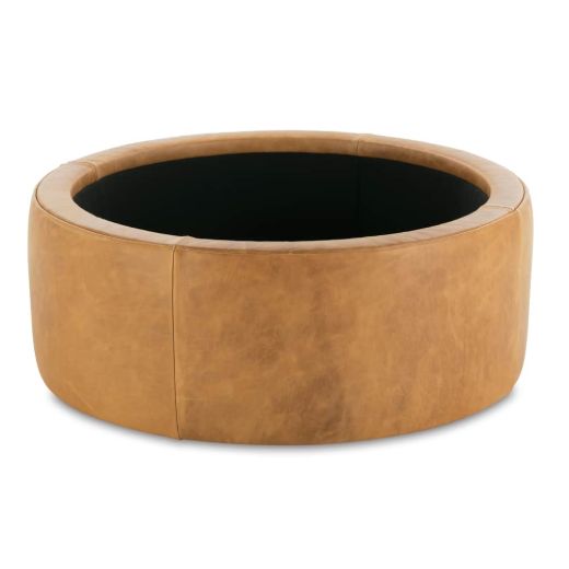 Picture of Cyrus 36" Round Leather Storage Ottoman